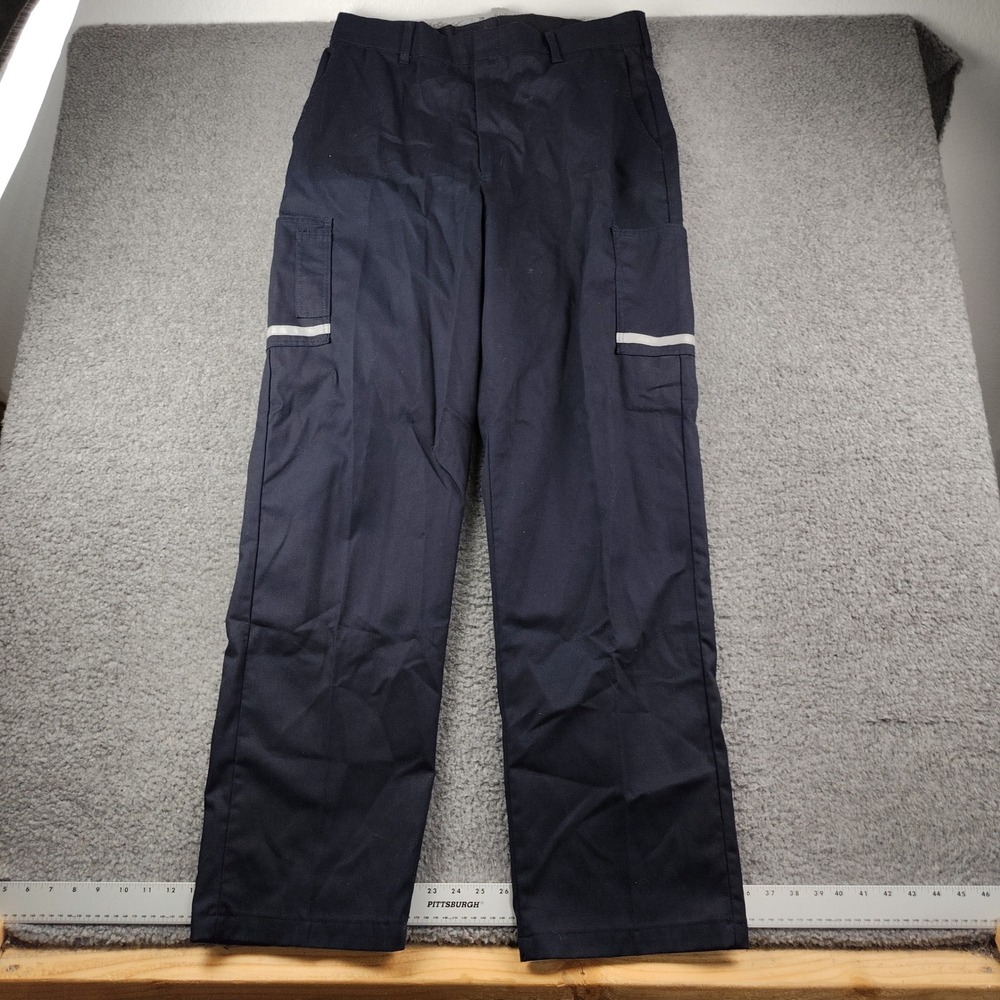VTG FedEx Pants Mens 38x35 Stan Herman Cargo Navy Blue Reflective EUC